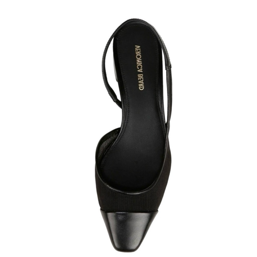 Veronica Beard Cecile Cap Toe Mesh Leather Trim Slingback Black 7.5 - Picture 11 of 13